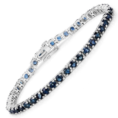 12.04 Carat Genuine Blue Sapphire .925 Sterling Silver Bracelet on sale at MyriadMart