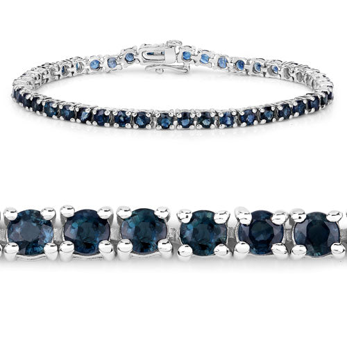 12.04 Carat Genuine Blue Sapphire .925 Sterling Silver Bracelet on sale at MyriadMart
