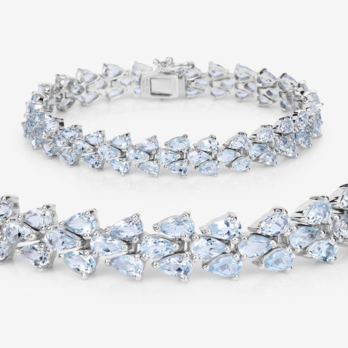 14.11 Carat Genuine Aquamarine .925 Sterling Silver Bracelet on sale at MyriadMart