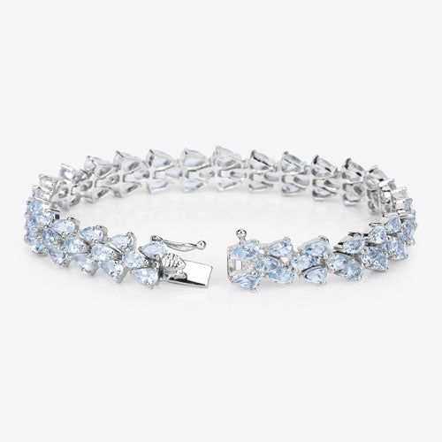 14.11 Carat Genuine Aquamarine .925 Sterling Silver Bracelet on sale at MyriadMart