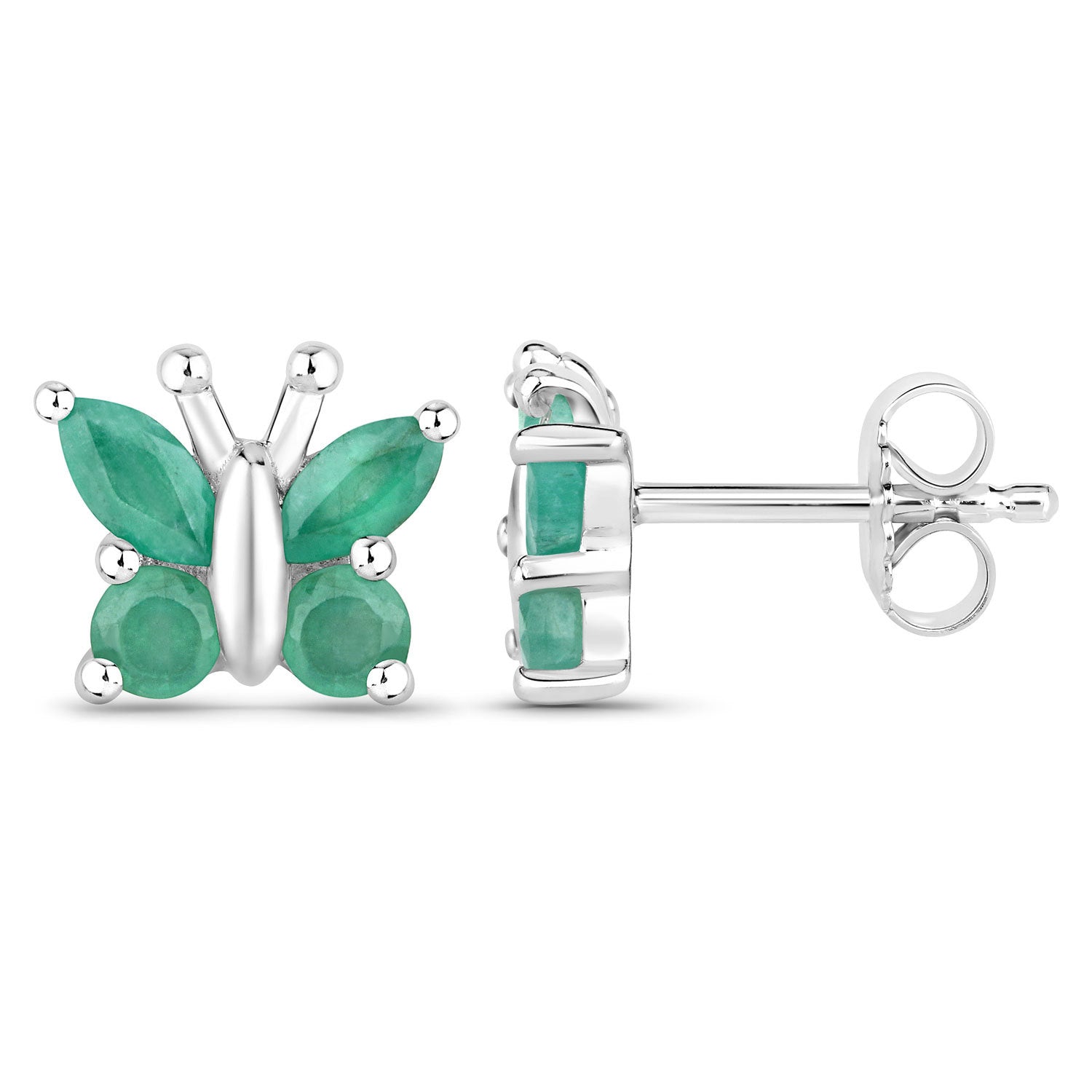 0.88 Carat Genuine Emerald .925 Sterling Silver Earrings on sale at MyriadMart