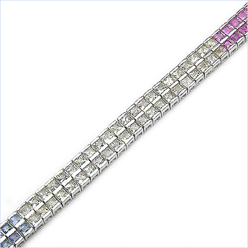 9.50 Carat Genuine Multi sapphire Sterling Silver Bracelet on sale at MyriadMart