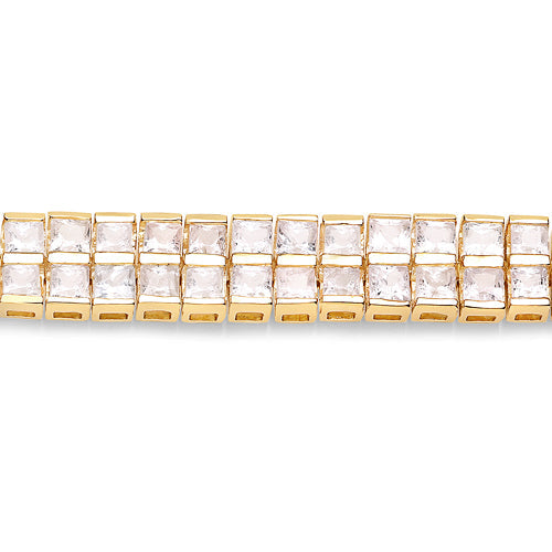 14K Yellow Gold Plated 9.52 Carat Genuine Blue Sapphire and White Sapphire .925 Sterling Silver Bracelet on sale at MyriadMart