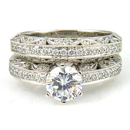 .54ct Antique Style Engagement Ring Set 18KT White Gold on sale at MyriadMart