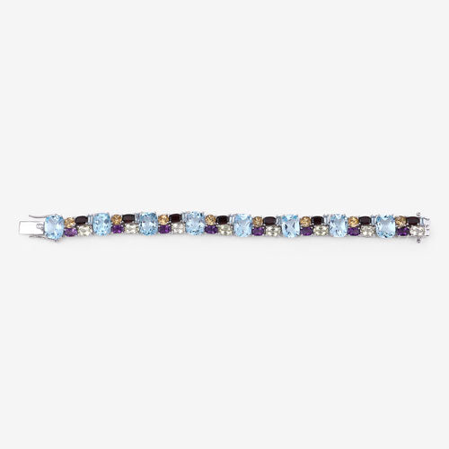 51.36 Carat Genuine Multi Stones .925 Sterling Silver Bracelet on sale at MyriadMart