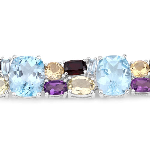 51.36 Carat Genuine Multi Stones .925 Sterling Silver Bracelet on sale at MyriadMart