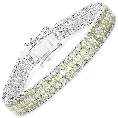 11.97 Carat Genuine Peridot .925 Sterling Silver Bracelet on sale at MyriadMart