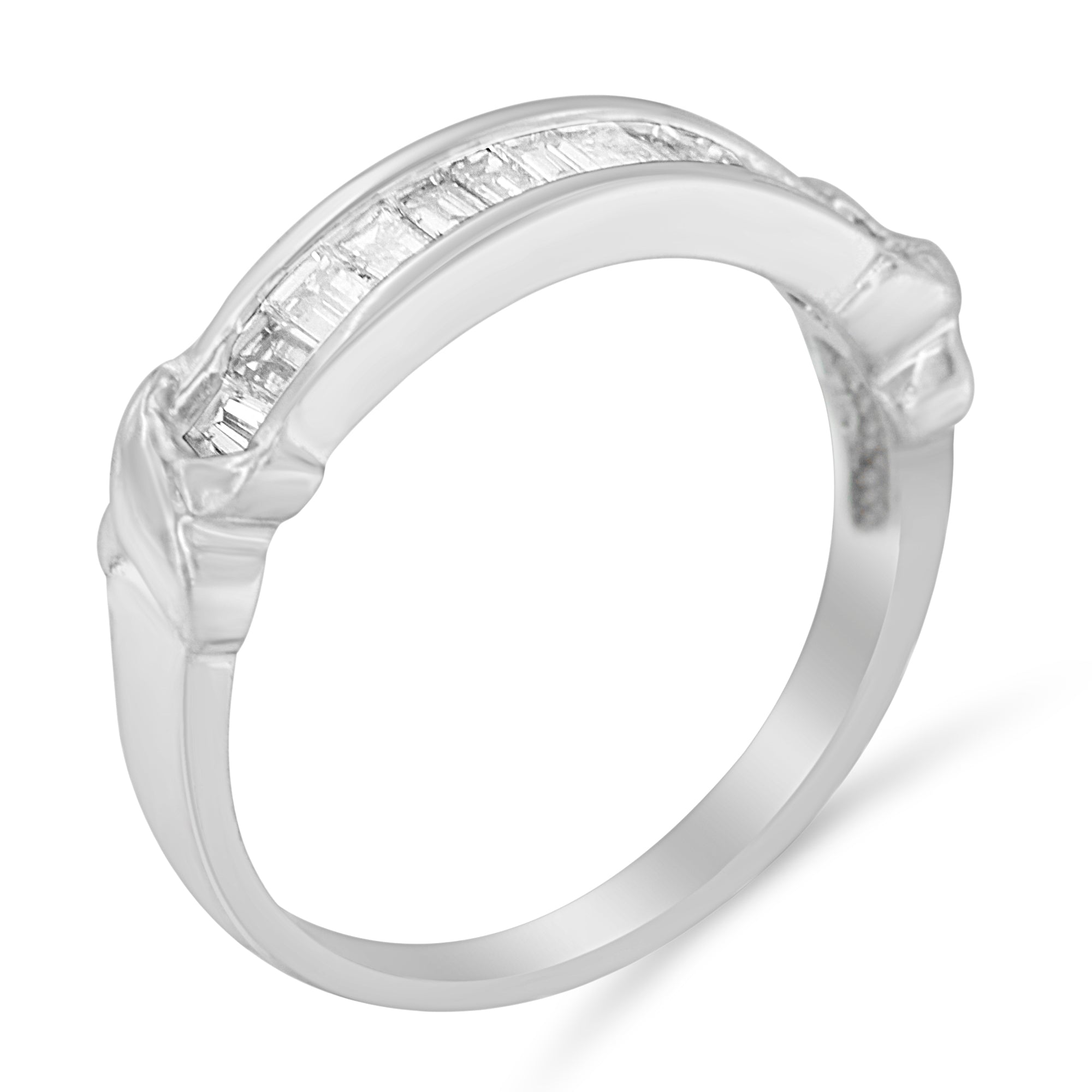 .925 Sterling Silver 1/2 Cttw Baguette Cut Diamond Channel Set X-Station Wedding Ring H-I Color, I1-I2 Clarity - Size 6-1/2 on sale at MyriadMart