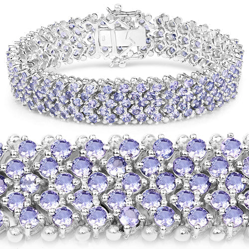 14.70 Carat Genuine Tanzanite .925 Sterling Silver Bracelet on sale at MyriadMart