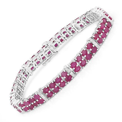 17.65 Carat Glass Filled Ruby and White Topaz .925 Sterling Silver Bracelet on sale at MyriadMart