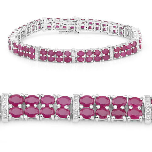 17.65 Carat Glass Filled Ruby and White Topaz .925 Sterling Silver Bracelet on sale at MyriadMart