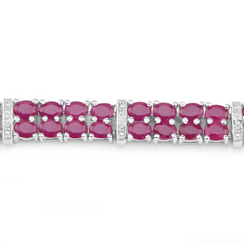 17.65 Carat Glass Filled Ruby and White Topaz .925 Sterling Silver Bracelet on sale at MyriadMart