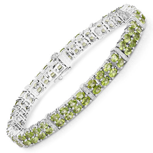 12.97 Carat Genuine Peridot and White Topaz .925 Sterling Silver Bracelet on sale at MyriadMart