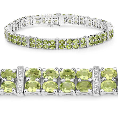 12.97 Carat Genuine Peridot and White Topaz .925 Sterling Silver Bracelet on sale at MyriadMart