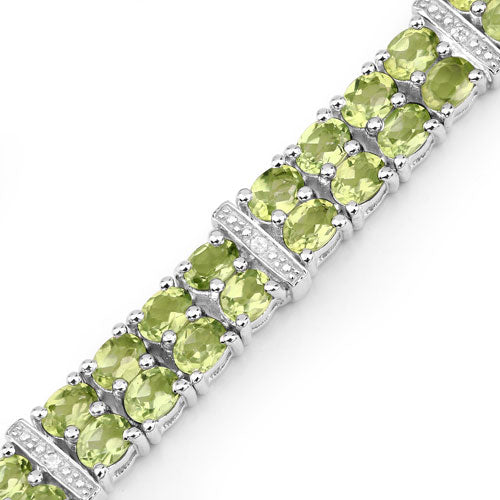12.97 Carat Genuine Peridot and White Topaz .925 Sterling Silver Bracelet on sale at MyriadMart