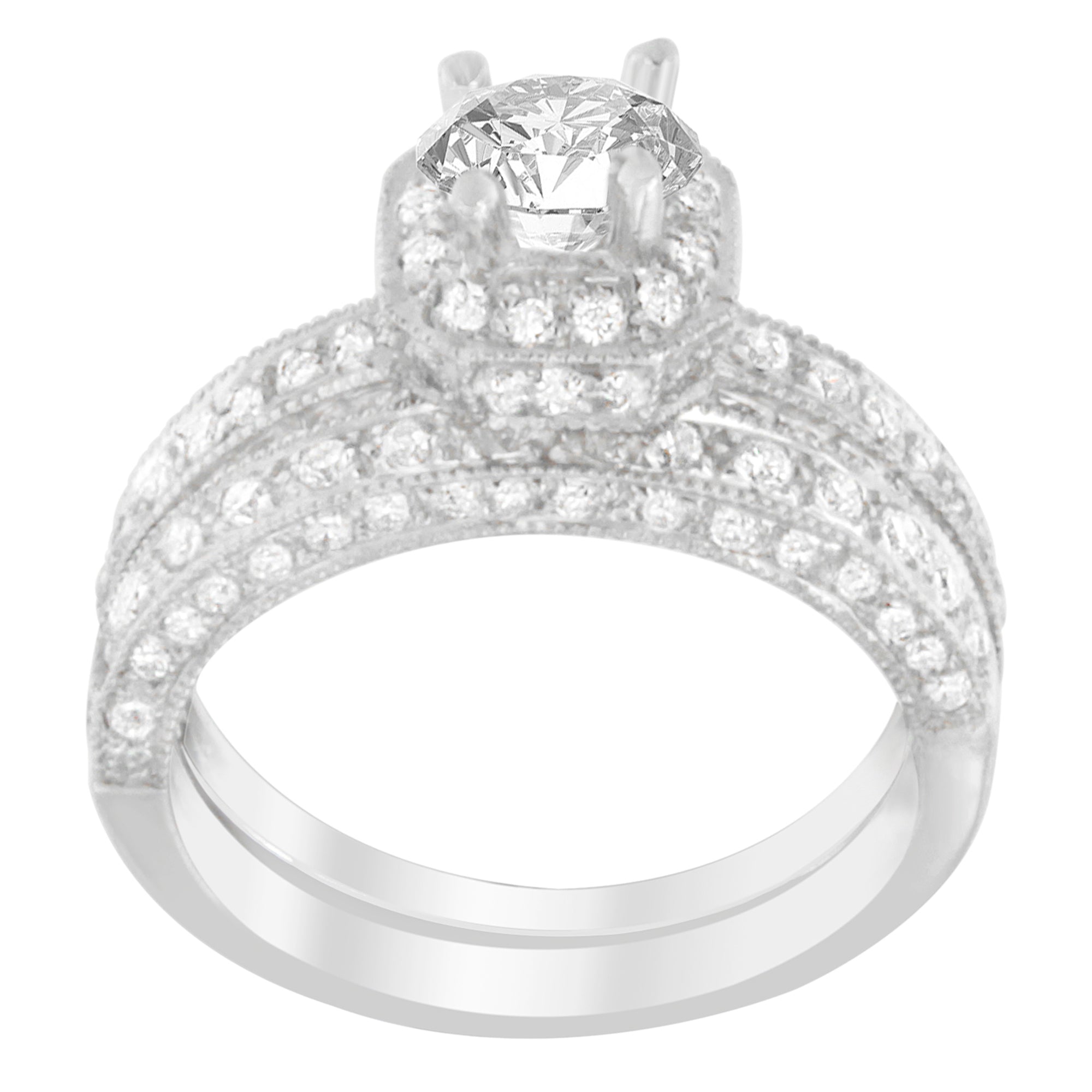 14K White Gold 1 ct. TDW Round Cut Diamond Ring G-H, I1-I2 on sale at MyriadMart