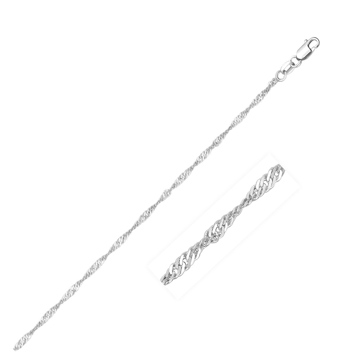 14k White Gold Singapore Chain 1.5mm on sale at MyriadMart
