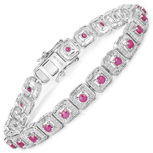 3.12 Carat Genuine Johnson Ruby .925 Sterling Silver Bracelet on sale at MyriadMart