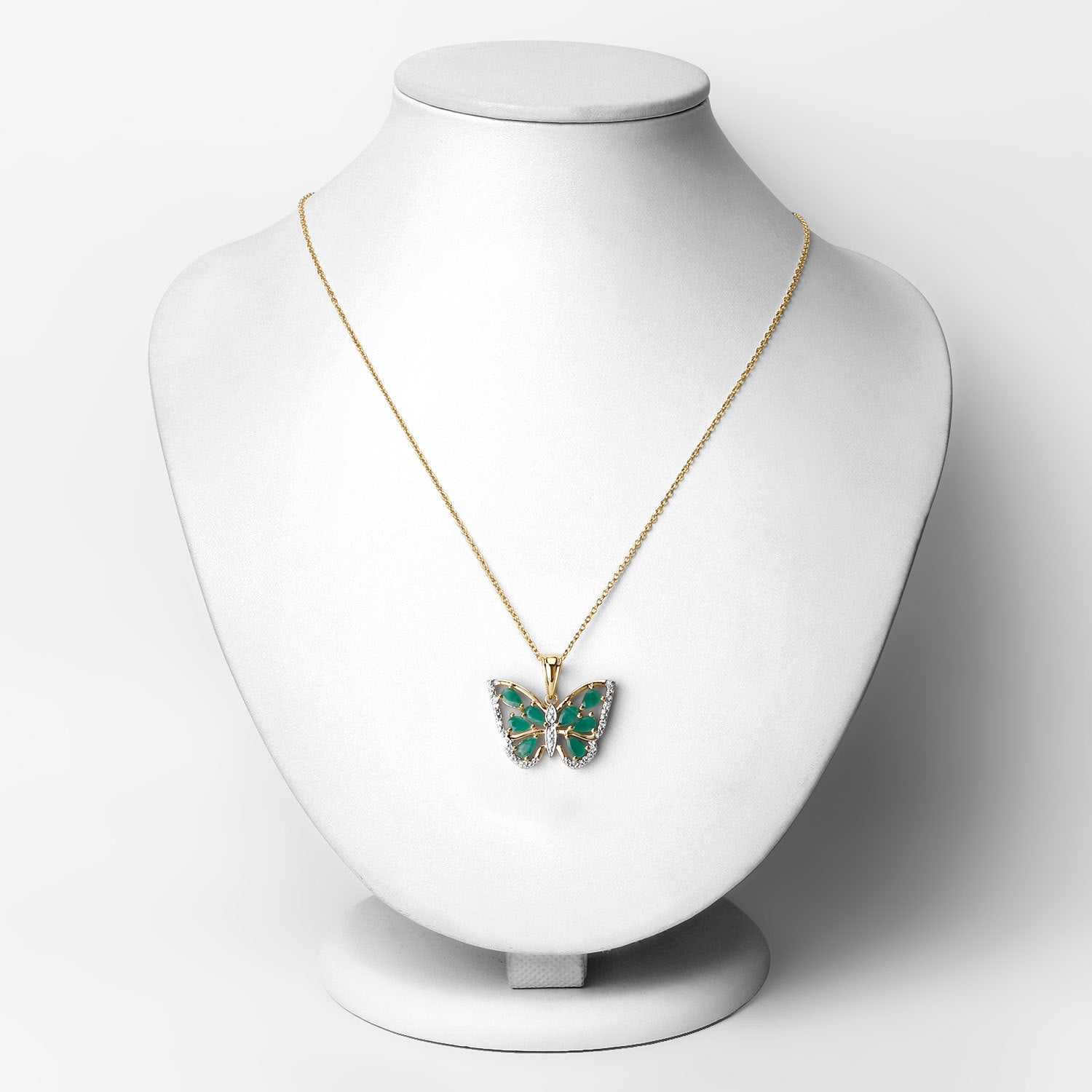 1.91 Carat Genuine Emerald and White Zircon .925 Sterling Silver Pendant on sale at MyriadMart