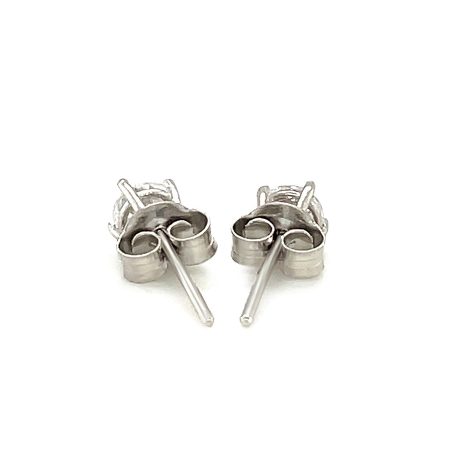 Sterling Silver 4mm Faceted White Cubic Zirconia Stud Earrings on sale at MyriadMart
