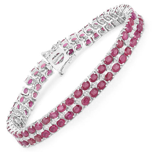 20.03 Carat Glass Filled Ruby and White Topaz .925 Sterling Silver Bracelet on sale at MyriadMart