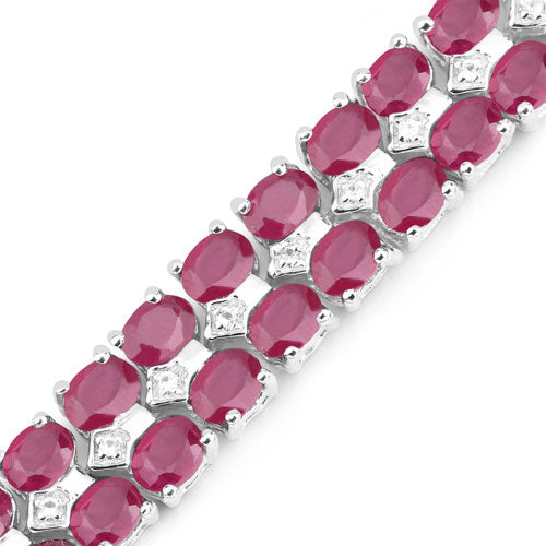 20.03 Carat Glass Filled Ruby and White Topaz .925 Sterling Silver Bracelet on sale at MyriadMart