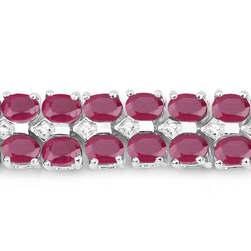 20.03 Carat Glass Filled Ruby and White Topaz .925 Sterling Silver Bracelet on sale at MyriadMart
