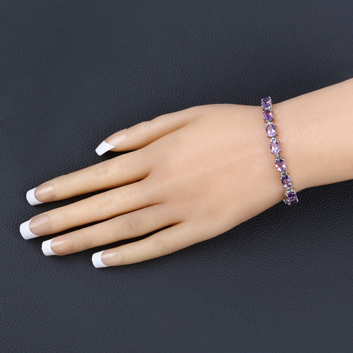 14.40 Carat Genuine Amethyst .925 Sterling Silver Bracelet on sale at MyriadMart
