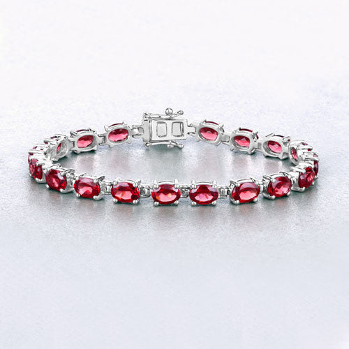 15.30 Carat Genuine Garnet .925 Sterling Silver Bracelet on sale at MyriadMart