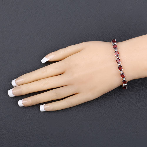 15.30 Carat Genuine Garnet .925 Sterling Silver Bracelet on sale at MyriadMart