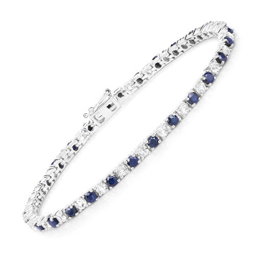 6.87 ct. t.w. Blue Sapphire and White Topaz Bracelet in Sterling Silver on sale at MyriadMart