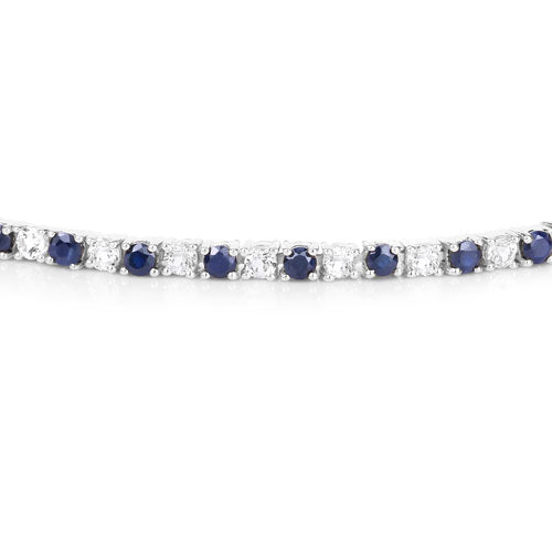 6.87 ct. t.w. Blue Sapphire and White Topaz Bracelet in Sterling Silver on sale at MyriadMart