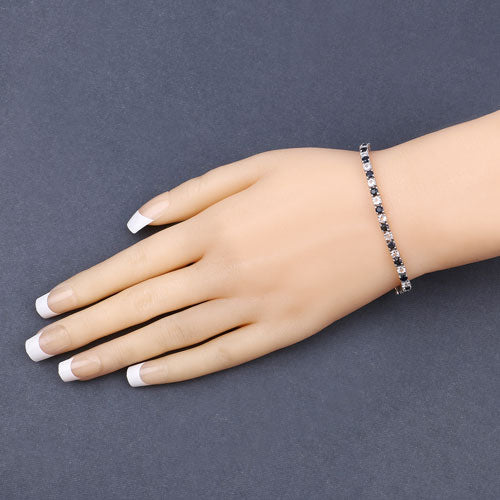 6.87 ct. t.w. Blue Sapphire and White Topaz Bracelet in Sterling Silver on sale at MyriadMart