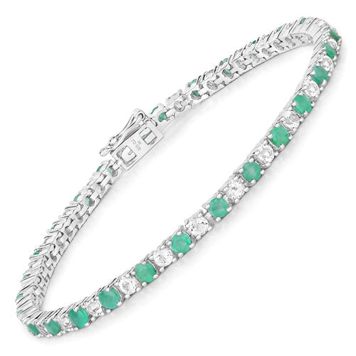 5.77 Carat Genuine Emerald and White Topaz .925 Sterling Silver Bracelet on sale at MyriadMart