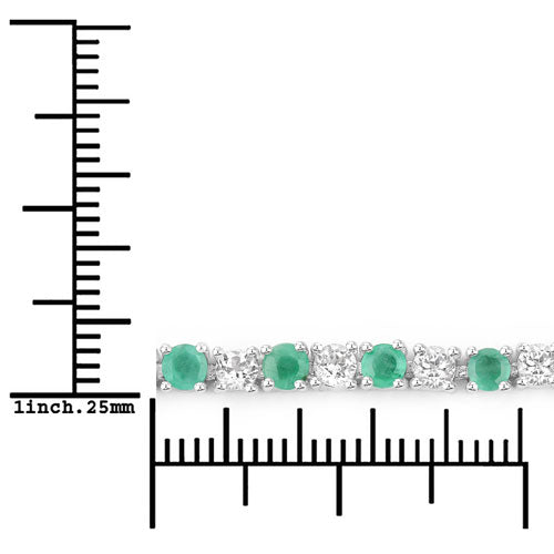 5.77 Carat Genuine Emerald and White Topaz .925 Sterling Silver Bracelet on sale at MyriadMart