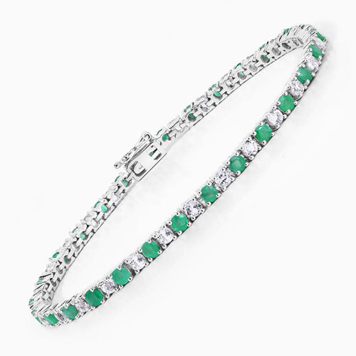 5.77 Carat Genuine Emerald and White Topaz .925 Sterling Silver Bracelet on sale at MyriadMart
