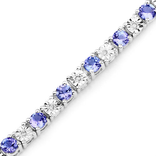 5.44 Carat Genuine Tanzanite and White Diamond .925 Sterling Silver Bracelet on sale at MyriadMart