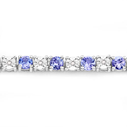 5.44 Carat Genuine Tanzanite and White Diamond .925 Sterling Silver Bracelet on sale at MyriadMart