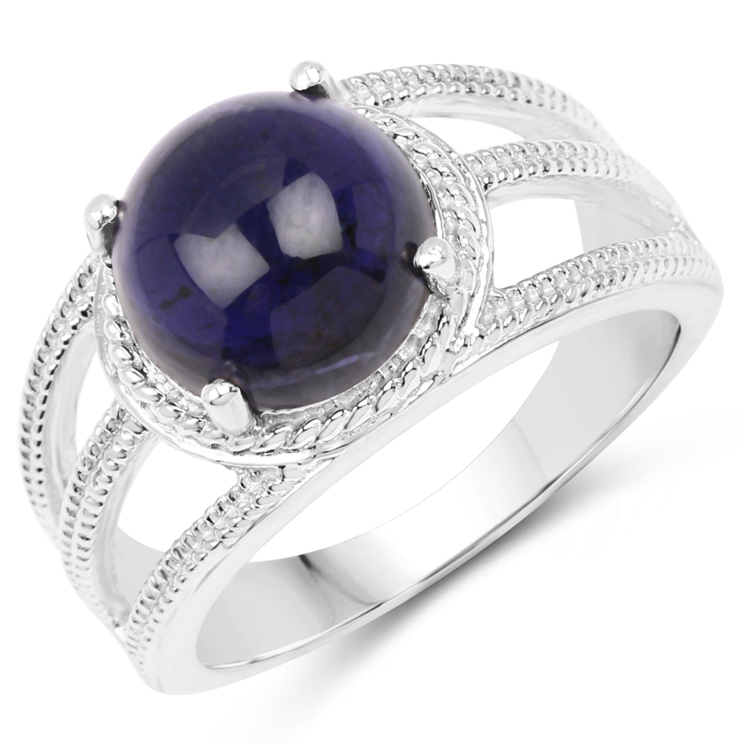3.65 Carat Genuine Iolite .925 Sterling Silver Ring on sale at MyriadMart