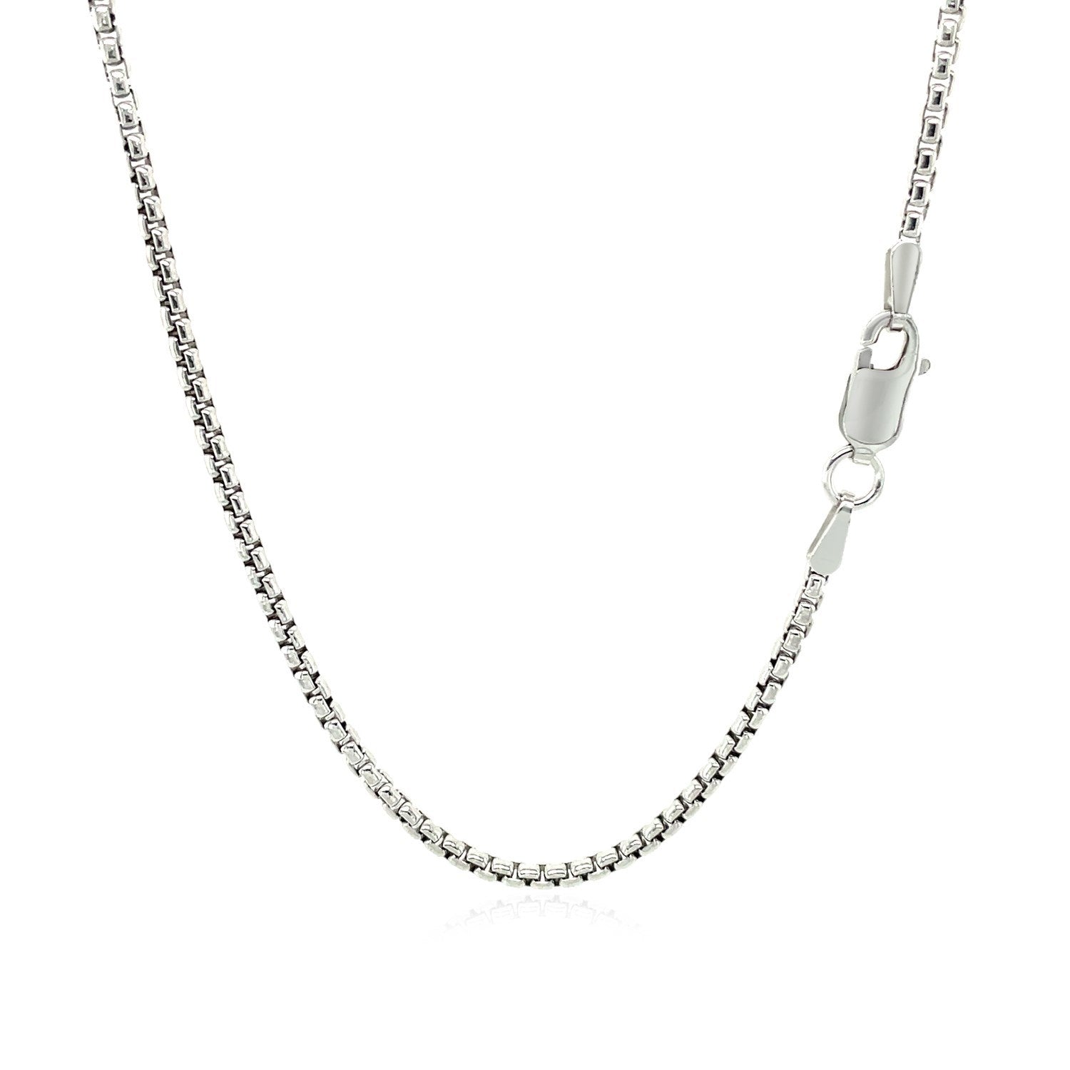 14k White Gold Round Box Chain 1.7mm on sale at MyriadMart