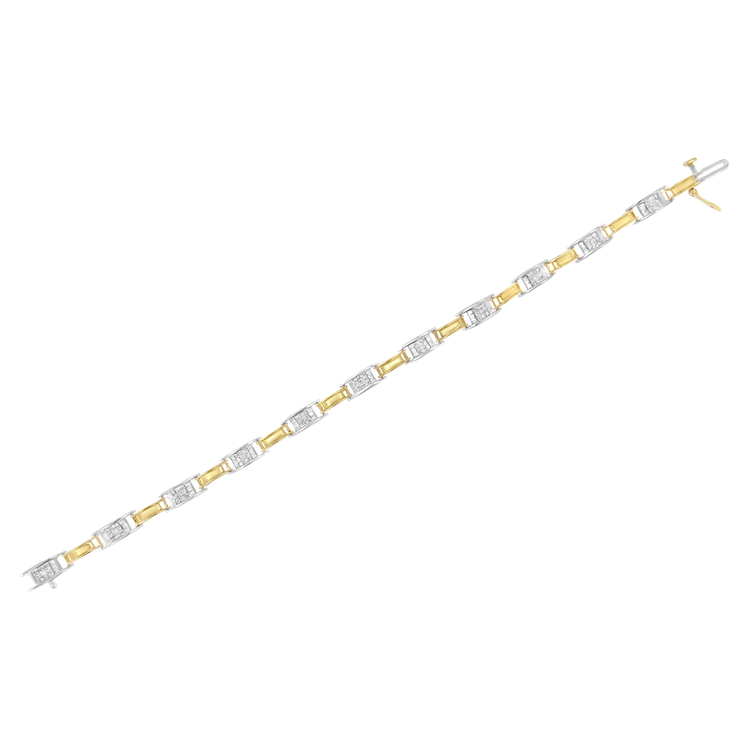 14K Two-Tone Gold 1.00 Cttw Princess-Cut Diamond Chain Link 7" Bracelet H-I Color, SI1-SI2 Clarity on sale at MyriadMart