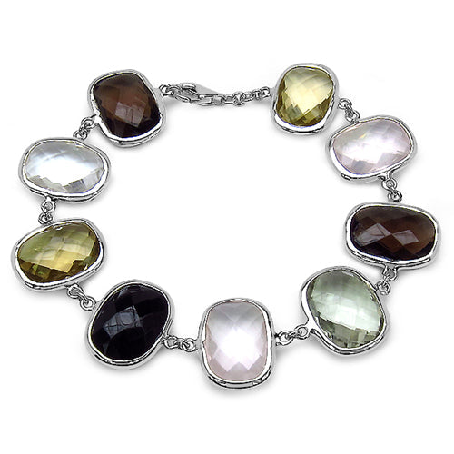 76.43 Carat Genuine Multi Stone .925 Sterling Silver Bracelet on sale at MyriadMart