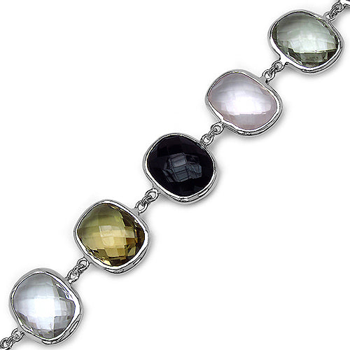 76.43 Carat Genuine Multi Stone .925 Sterling Silver Bracelet on sale at MyriadMart