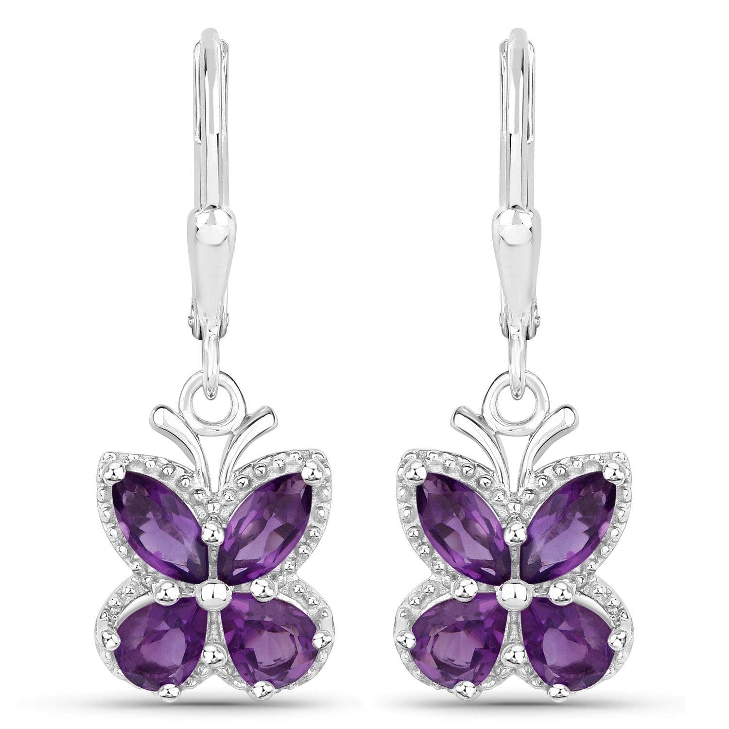 2.12 Carat Genuine Amethyst .925 Sterling Silver Earrings on sale at MyriadMart