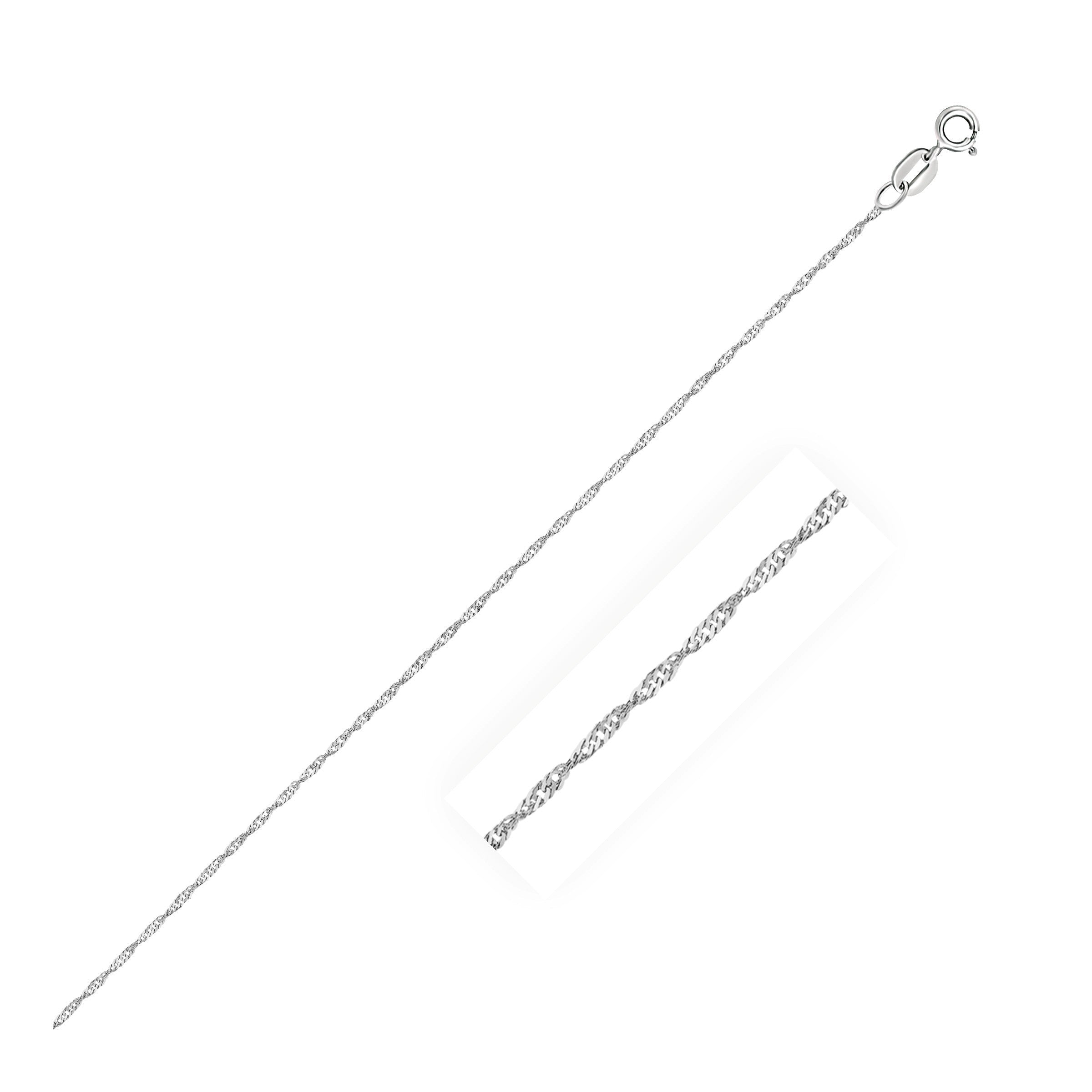 14k White Gold Singapore Chain 0.8mm on sale at MyriadMart