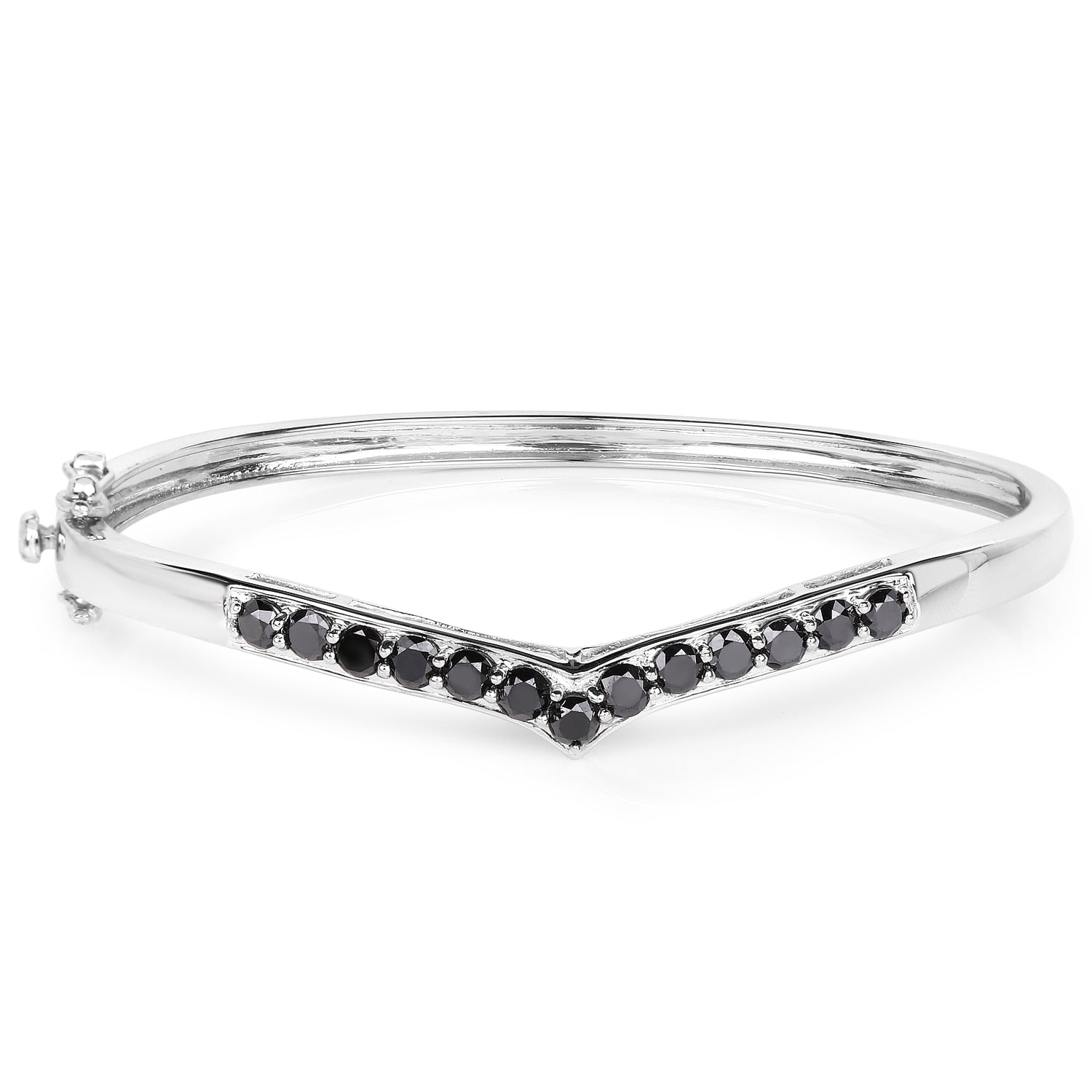 2.28 Carat Genuine Black Diamond .925 Sterling Silver Bangle on sale at MyriadMart