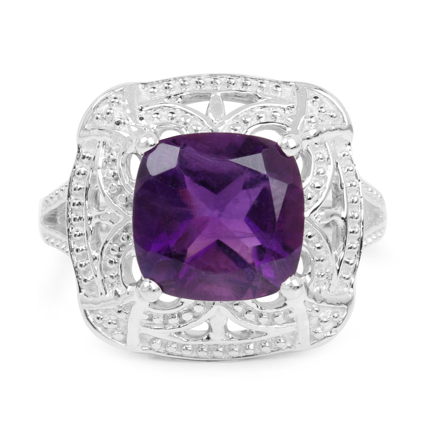 4.35 Carat Genuine Amethyst .925 Sterling Silver Ring on sale at MyriadMart