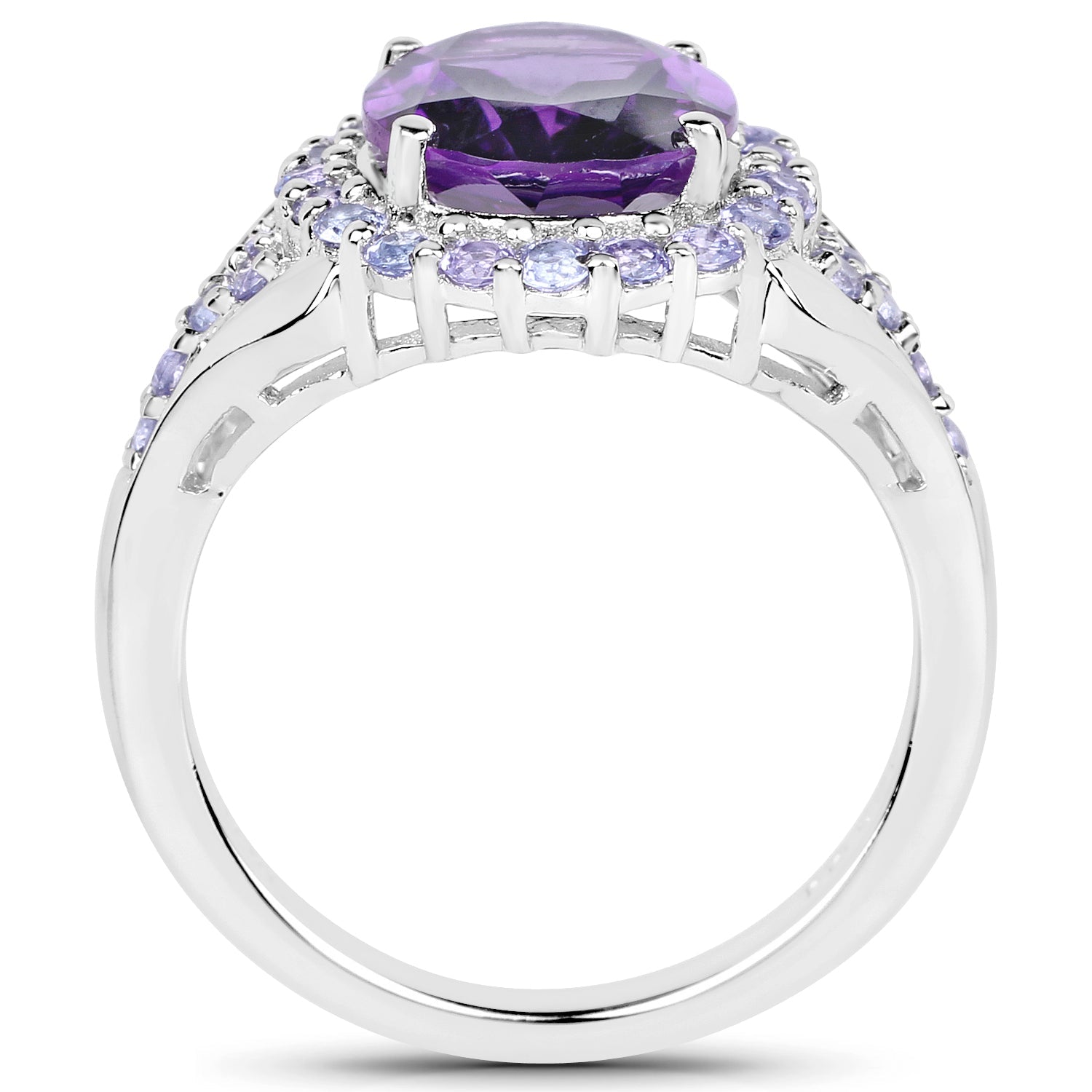 5.90 Carat Genuine Amethyst and Tanzanite .925 Sterling Silver Ring on sale at MyriadMart