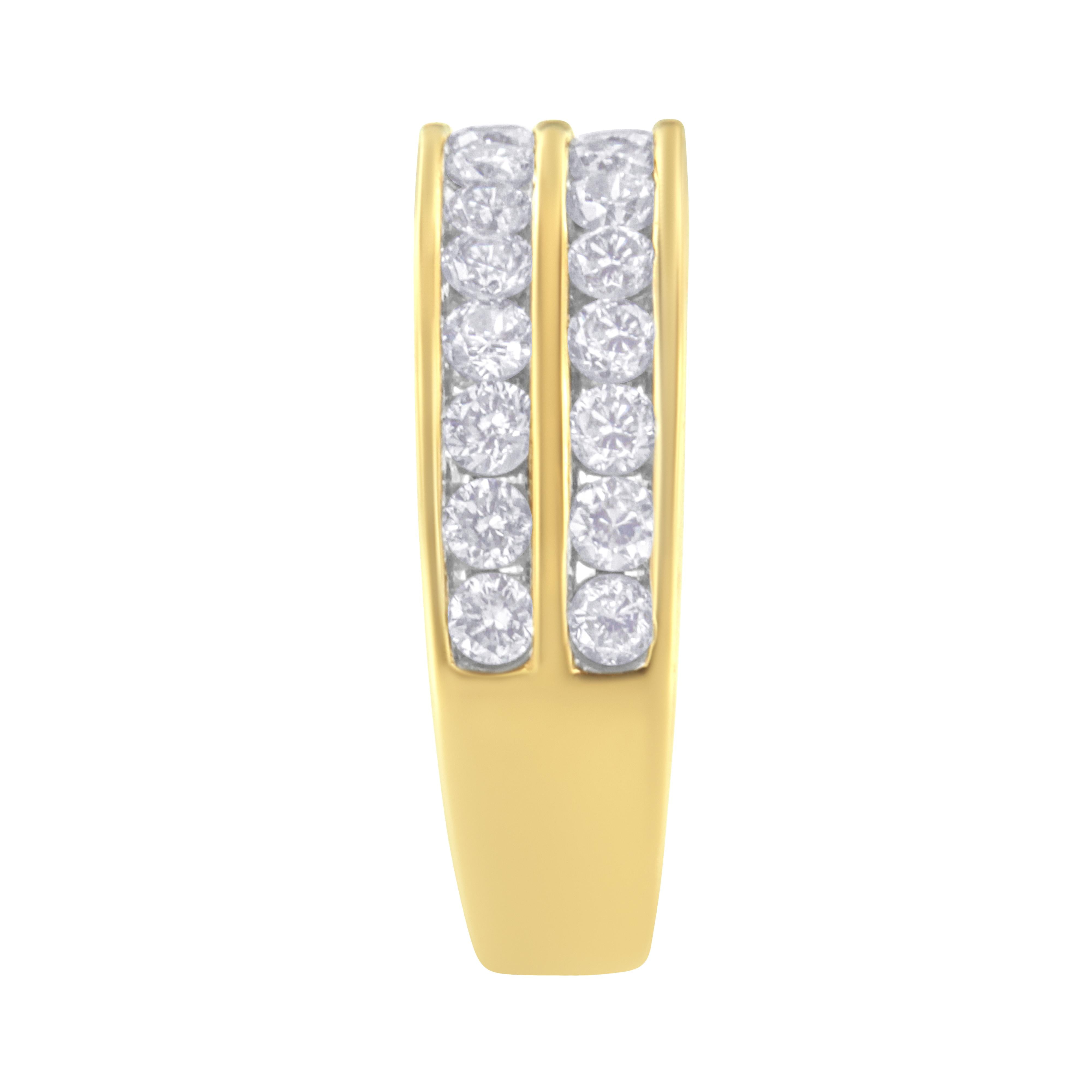 10K Yellow Gold Two-Row Diamond Band Ring 1 Cttw, J-K Color, I1-I2 Clarity - Size 6 on sale at MyriadMart