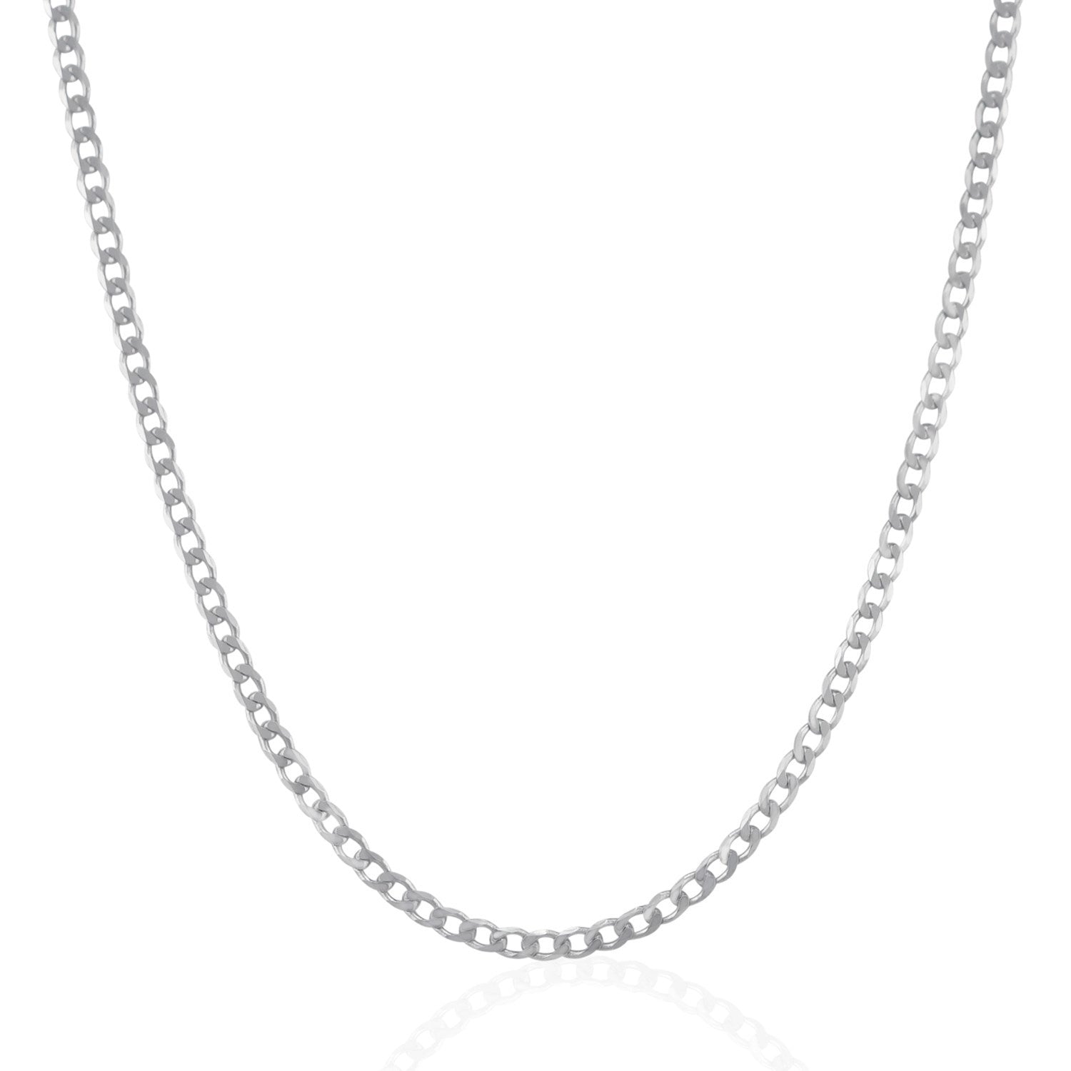 Rhodium Plated 3.0mm Sterling Silver Curb Style Chain on sale at MyriadMart